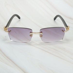 Buffalo Horn Sunglasses Men for Fishing Designer Diamond Sunglasses Women Gafas De Sol Hombre Luxury Rimless Shades For Women