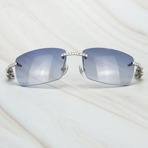 Buffalo Horn Sunglasses Men for Fishing Designer Diamond Sunglasses Women Gafas De Sol Hombre Luxury Rimless Shades For Women