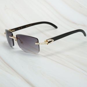 Buffalo Horn Sunglasses Men for Fishing Designer Diamond Sunglasses Women Gafas De Sol Hombre Luxury Rimless Shades For Women