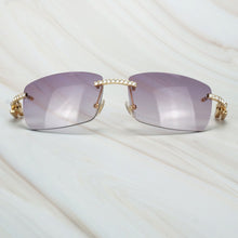 Load image into Gallery viewer, Buffalo Horn Sunglasses Men for Fishing Designer Diamond Sunglasses Women Gafas De Sol Hombre Luxury Rimless Shades For Women