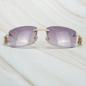 Buffalo Horn Sunglasses Men for Fishing Designer Diamond Sunglasses Women Gafas De Sol Hombre Luxury Rimless Shades For Women