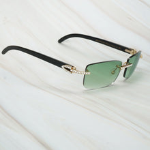 Load image into Gallery viewer, Buffalo Horn Sunglasses Men for Fishing Designer Diamond Sunglasses Women Gafas De Sol Hombre Luxury Rimless Shades For Women