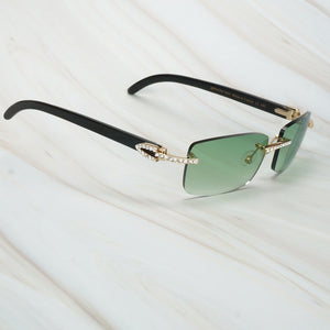 Buffalo Horn Sunglasses Men for Fishing Designer Diamond Sunglasses Women Gafas De Sol Hombre Luxury Rimless Shades For Women