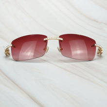 Load image into Gallery viewer, Buffalo Horn Sunglasses Men for Fishing Designer Diamond Sunglasses Women Gafas De Sol Hombre Luxury Rimless Shades For Women