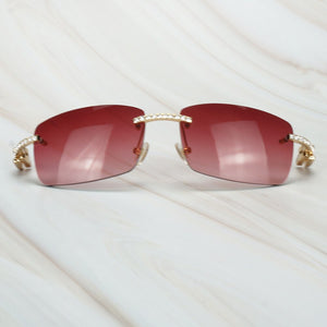 Buffalo Horn Sunglasses Men for Fishing Designer Diamond Sunglasses Women Gafas De Sol Hombre Luxury Rimless Shades For Women