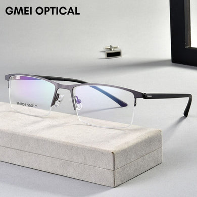 Business Half Rim Men Glasses Frame Metal Alloy Eyeglasses Cool Optical Eyewear Man Spectacles Prescription Frames
