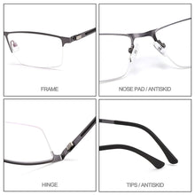 Load image into Gallery viewer, Business Men Semi Frameless Glasses Frame Titanium Alloy S41001 Classic Male&#39;s Spectacles Prescription Frames With Spring Hinge
