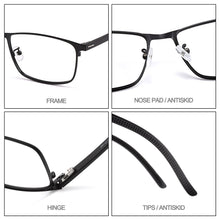 Carica l&#39;immagine nel visualizzatore di Gallery, Business Men Titanium Alloy Full Rim Glasses Frame S61003 For Male&#39;s Prescription Spectacles Eyewear With Flexible Temples Legs