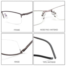 Load image into Gallery viewer, Business Men Titanium Alloy Semi Frameless Glasses Frame S6607 Classic Women Spectacles Prescription Frames With Spring Hinges