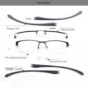 Business Style MEN Titanium Alloy Myopia Glasses ,Male Half Frame Business Resin Lenses Eyeglasses For Prescription  M100