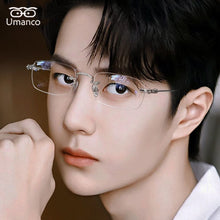 Load image into Gallery viewer, Business Ultralight Rimless Square Reading Glasses for Men Block Blue Light Look Near Presbyopia Eyewear +1.0 +1.5 +2.0 +2.5 +3