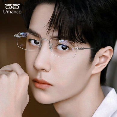 Business Ultralight Rimless Square Reading Glasses for Men Block Blue Light Look Near Presbyopia Eyewear +1.0 +1.5 +2.0 +2.5 +3