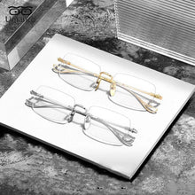 Load image into Gallery viewer, Business Ultralight Rimless Square Reading Glasses for Men Block Blue Light Look Near Presbyopia Eyewear +1.0 +1.5 +2.0 +2.5 +3