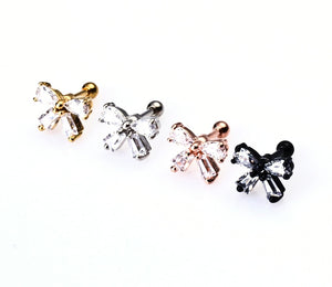 Butterfly Crystal Gem Clear CZ Zircon Ear Stud Earrings For Wome Europe Fashion Titanium 316l Stainless steel