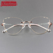 Load image into Gallery viewer, Butterfly Style Transparent Lenses Titanium Female Eyewear Diamond Trimmed Rimless Spectacle Frame Women Sunglasses Tint Lenses
