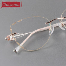 Load image into Gallery viewer, Butterfly Style Transparent Lenses Titanium Female Eyewear Diamond Trimmed Rimless Spectacle Frame Women Sunglasses Tint Lenses