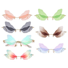 Load image into Gallery viewer, Butterfly Sunglasses Rimless Dragonfly Wing Sunglasses Women Vintage Clear Ocean Lens Eyewear Men Pink Sun Glasses Shades UV400