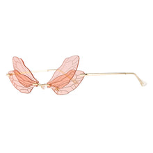 Load image into Gallery viewer, Butterfly Sunglasses Rimless Dragonfly Wing Sunglasses Women Vintage Clear Ocean Lens Eyewear Men Pink Sun Glasses Shades UV400