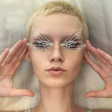 Load image into Gallery viewer, Butterfly Sunglasses Rimless Dragonfly Wing Sunglasses Women Vintage Clear Ocean Lens Eyewear Men Pink Sun Glasses Shades UV400