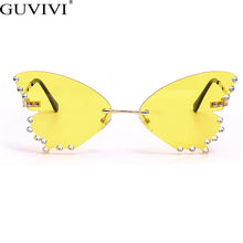 Load image into Gallery viewer, Butterfly Sunglasses Women Men Rimless Flame Sun Glass Rhinestones Mirror  Cat Eye Eyewear UV400 Oculos Masculino