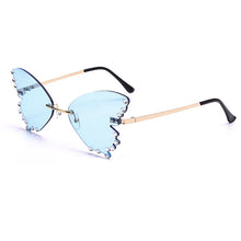Load image into Gallery viewer, Butterfly Sunglasses Women Men Rimless Flame Sun Glass Rhinestones Mirror  Cat Eye Eyewear UV400 Oculos Masculino