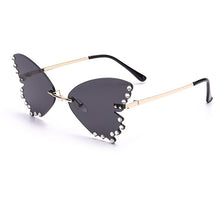 Load image into Gallery viewer, Butterfly Sunglasses Women Men Rimless Flame Sun Glass Rhinestones Mirror  Cat Eye Eyewear UV400 Oculos Masculino