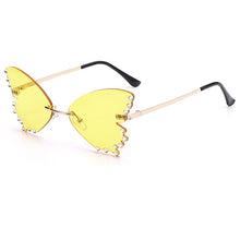 Load image into Gallery viewer, Butterfly Sunglasses Women Men Rimless Flame Sun Glass Rhinestones Mirror  Cat Eye Eyewear UV400 Oculos Masculino