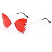 Load image into Gallery viewer, Butterfly Sunglasses Women Men Rimless Flame Sun Glass Rhinestones Mirror  Cat Eye Eyewear UV400 Oculos Masculino