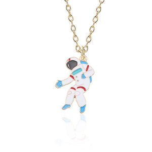 Buy 2 Get 1 Free Cartoon Enamel Rocket Astronaut Earth Star Moon Planet Pendant Necklace Women Jewelry Christmas Gifts Collares