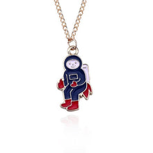 Load image into Gallery viewer, Buy 2 Get 1 Free Cartoon Enamel Rocket Astronaut Earth Star Moon Planet Pendant Necklace Women Jewelry Christmas Gifts Collares