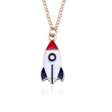 Load image into Gallery viewer, Buy 2 Get 1 Free Cartoon Enamel Rocket Astronaut Earth Star Moon Planet Pendant Necklace Women Jewelry Christmas Gifts Collares