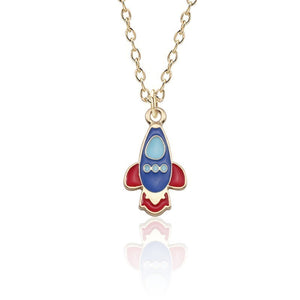 Buy 2 Get 1 Free Cartoon Enamel Rocket Astronaut Earth Star Moon Planet Pendant Necklace Women Jewelry Christmas Gifts Collares