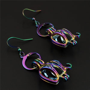 C-E102 Rainbow Drop Earrings Elephant Earrings Cage Oyster Pearl Dangle Hook Earrings For Girl Women DIY Locket Jewelry