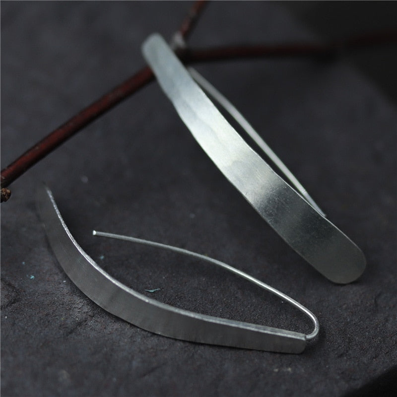 C&R Real 925 Sterling Silver Earrings for Women Long Geometric Thai Silver Drop Earrings Handmade Fine Jewelry