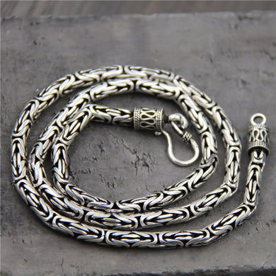 C&R Real 925 Sterling Silver Necklace 5mm width Retro Personality Men's link chain Necklace Thai Silver Fine Jewelry