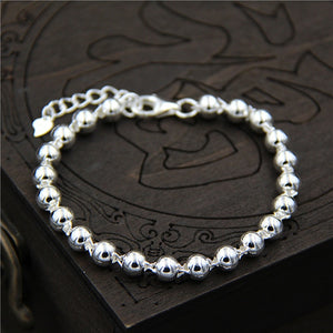 Bracciale C&amp;R in vero argento sterling 925 Bracciale semplice con perline rotonde per uomo e donna, modelli di coppia di gioielleria raffinata 