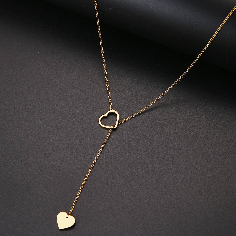 Long Pendant Heart-Shaped Necklaces Pendants For Women  Simple Design Necklace Stylish Stainless Steel Jewelry Party Gift