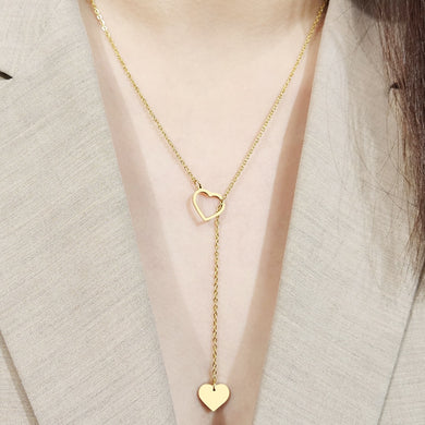 Long Pendant Heart-Shaped Necklaces Pendants For Women  Simple Design Necklace Stylish Stainless Steel Jewelry Party Gift