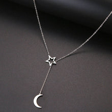Carica l&#39;immagine nel visualizzatore di Gallery, CACANA Long Pendant Moon And Hollow Star Necklaces Pendants For Women  Simple Design Necklace Stylish Stainless Steel Jewelry