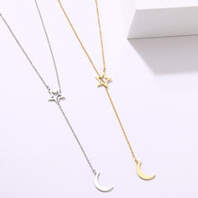 Carica l&#39;immagine nel visualizzatore di Gallery, CACANA Long Pendant Moon And Hollow Star Necklaces Pendants For Women  Simple Design Necklace Stylish Stainless Steel Jewelry