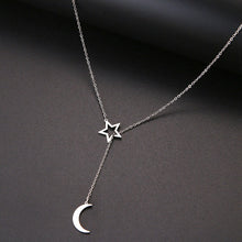 Carica l&#39;immagine nel visualizzatore di Gallery, CACANA Long Pendant Moon And Hollow Star Necklaces Pendants For Women  Simple Design Necklace Stylish Stainless Steel Jewelry