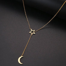 Carica l&#39;immagine nel visualizzatore di Gallery, CACANA Long Pendant Moon And Hollow Star Necklaces Pendants For Women  Simple Design Necklace Stylish Stainless Steel Jewelry