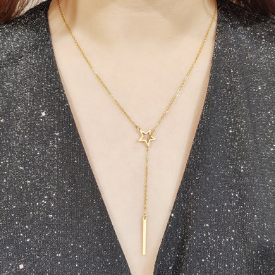 CACANA Long Pendant Star Stick Necklaces Pendants For Women  Simple Design Necklace Stylish Stainless Steel Jewelry Party Gift