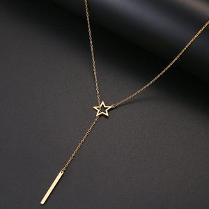 CACANA Long Pendant Star Stick Necklaces Pendants For Women  Simple Design Necklace Stylish Stainless Steel Jewelry Party Gift