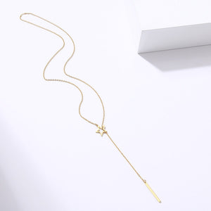 CACANA Long Pendant Star Stick Necklaces Pendants For Women  Simple Design Necklace Stylish Stainless Steel Jewelry Party Gift