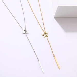 CACANA Long Pendant Star Stick Necklaces Pendants For Women  Simple Design Necklace Stylish Stainless Steel Jewelry Party Gift