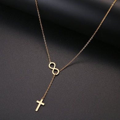Long Pendant cross And Digital 8 Necklaces Pendants For Women  Simple Design Necklace Stylish Stainless Steel Jewelry