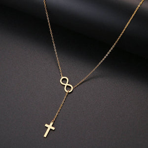 Long Pendant cross And Digital 8 Necklaces Pendants For Women  Simple Design Necklace Stylish Stainless Steel Jewelry