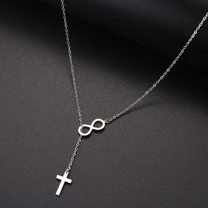 Long Pendant cross And Digital 8 Necklaces Pendants For Women  Simple Design Necklace Stylish Stainless Steel Jewelry