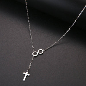 Long Pendant cross And Digital 8 Necklaces Pendants For Women  Simple Design Necklace Stylish Stainless Steel Jewelry